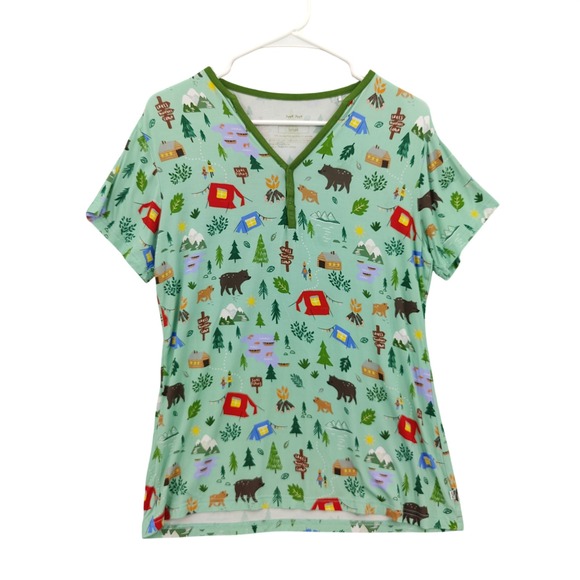 Little Sleepies Other - Little Sleepies Women Happy Camper Gorpcore Bamboo Henley Pajama Top Small Green